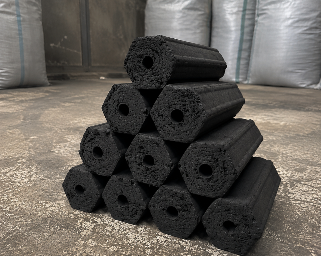 Hexagonal BBQ Charcoal from IDEABORNEO, an Indonesian biomass supplier for B2B wholesale and export buyers