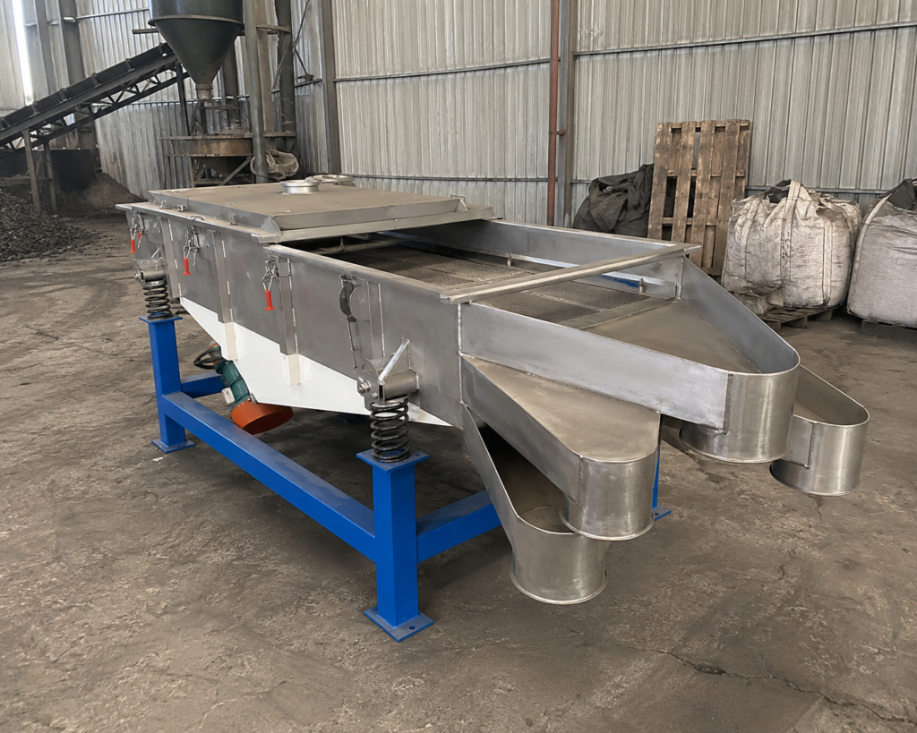 IMPG01 Linear Vibrating Screener from IDEABORNEO for biomass processing and industrial production in Indonesia