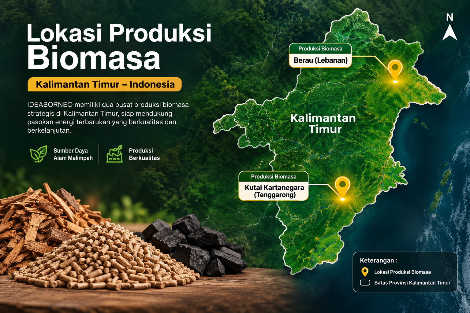 IDEABORNEO East Kalimantan Map for IDEABORNEO Indonesian biomass, charcoal, wood pellet, and machinery supply